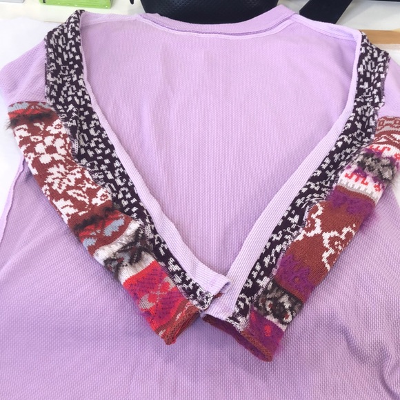 Free People thermal tunic top with embroidered sleeve detail - Picture 1 of 4